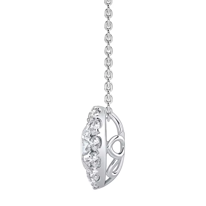 14K White Gold Round Lab Diamond Halo Pendant